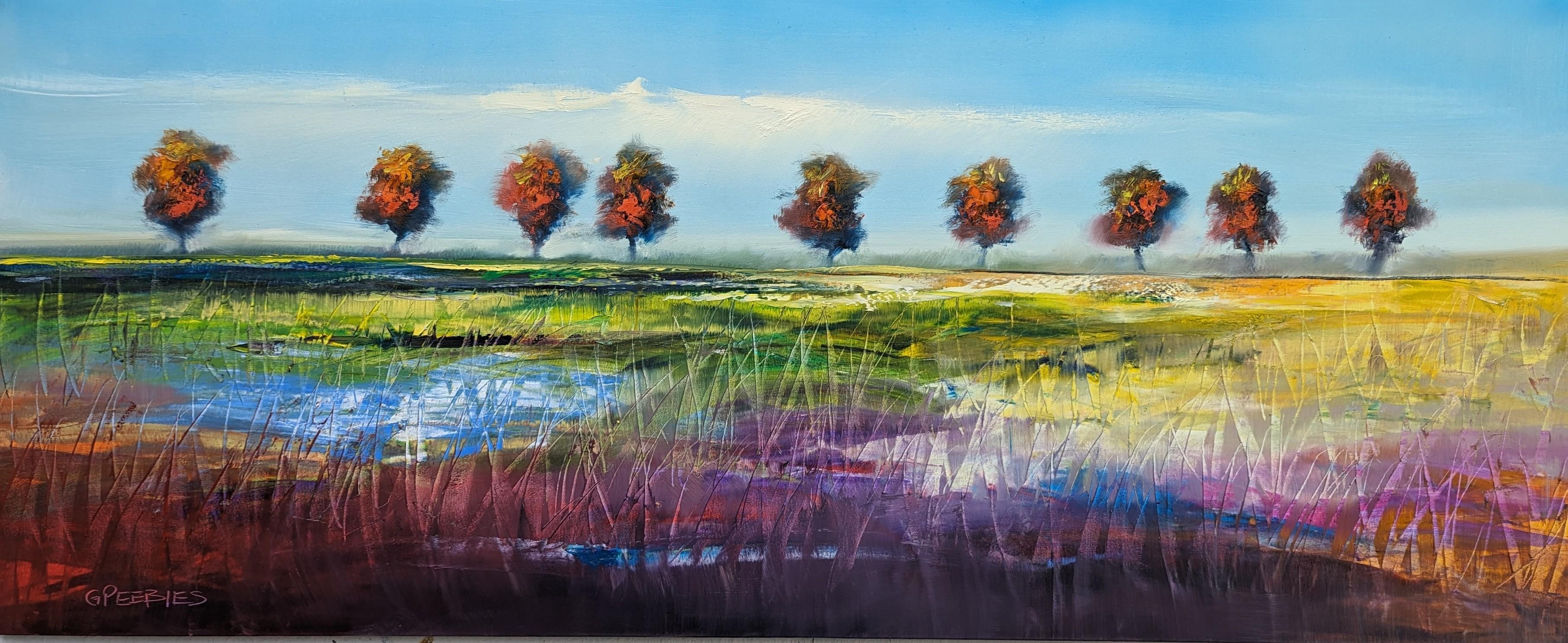 George Peebles Landscape Painting – Hilltop View, Ölgemälde