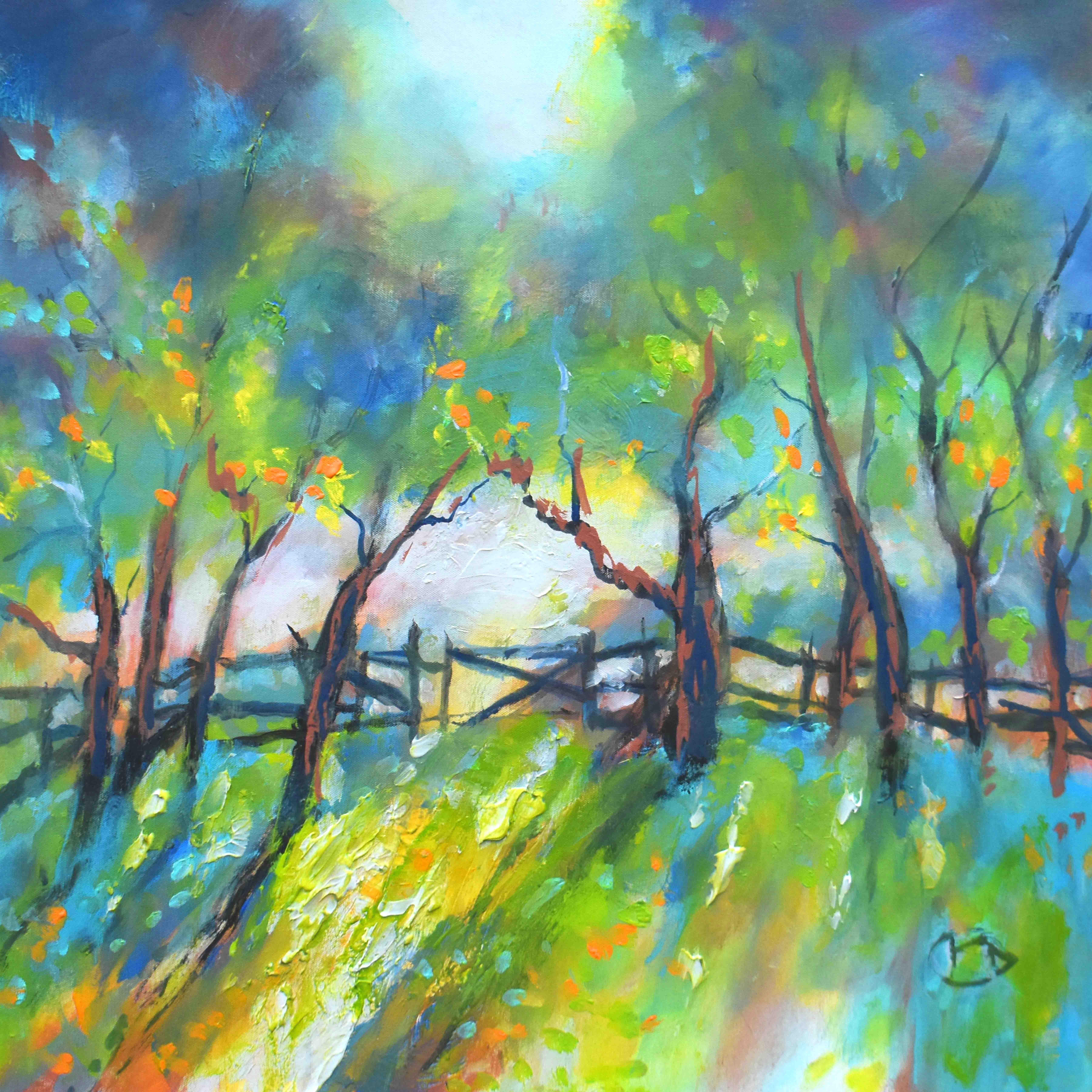 Une porte fermée, peinture originale - Art de Kip Decker