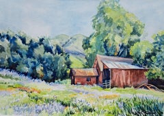 Red Barn in Diablo Foothills, Original Painting