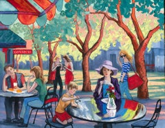 Sunday Morning. Street Cafe in Boulder, Colorado, Oil Painting