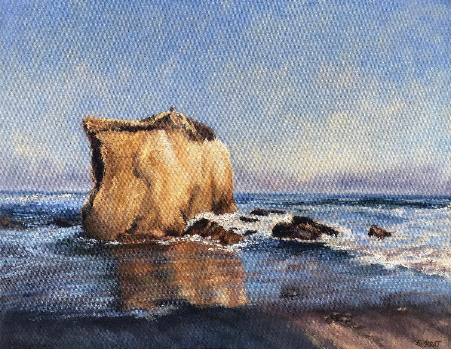 Elizabeth Garat Landscape Painting - Rock at El Matador Beach; Malibu, Oil Painting