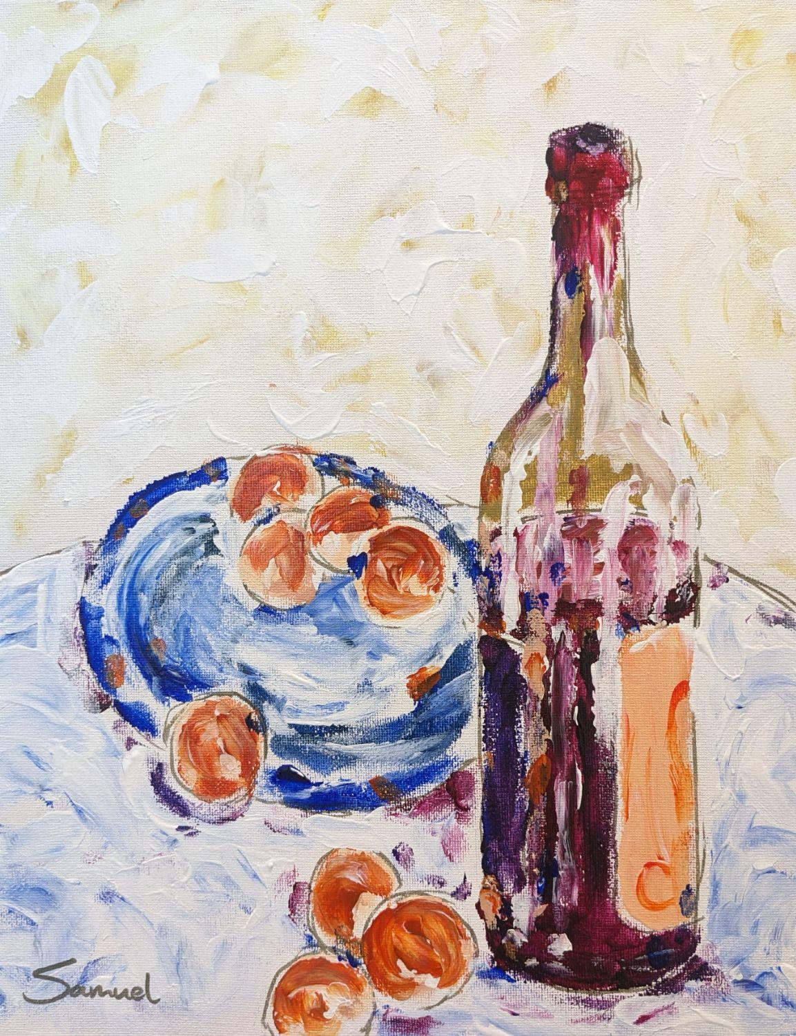 Vino e biscotti, Pittura originale
