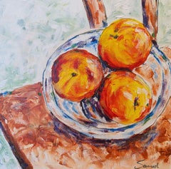 Three Nectarines Still Life, Original Painting