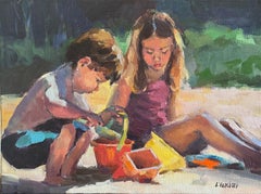 A la orilla del mar, pintura al óleo
