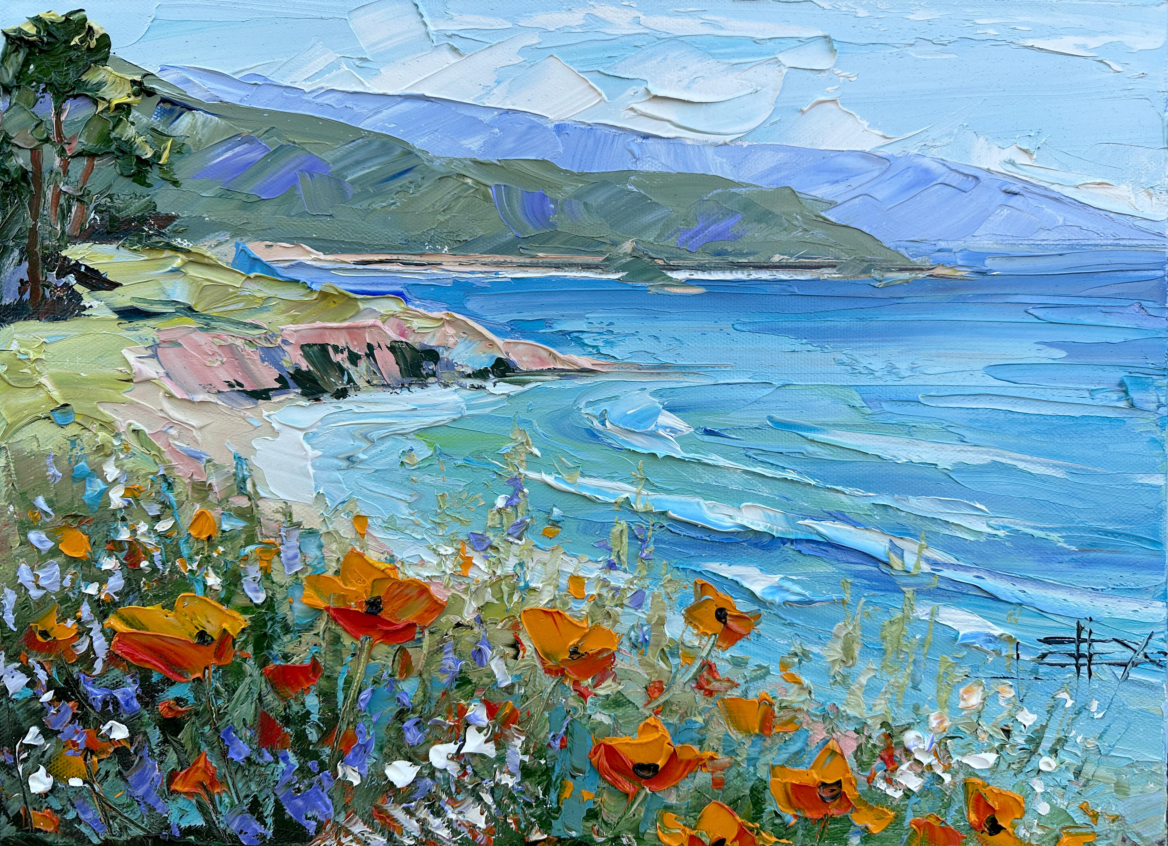 Landscape Painting Lisa Elley - Lagon lumineux, peinture à l'huile