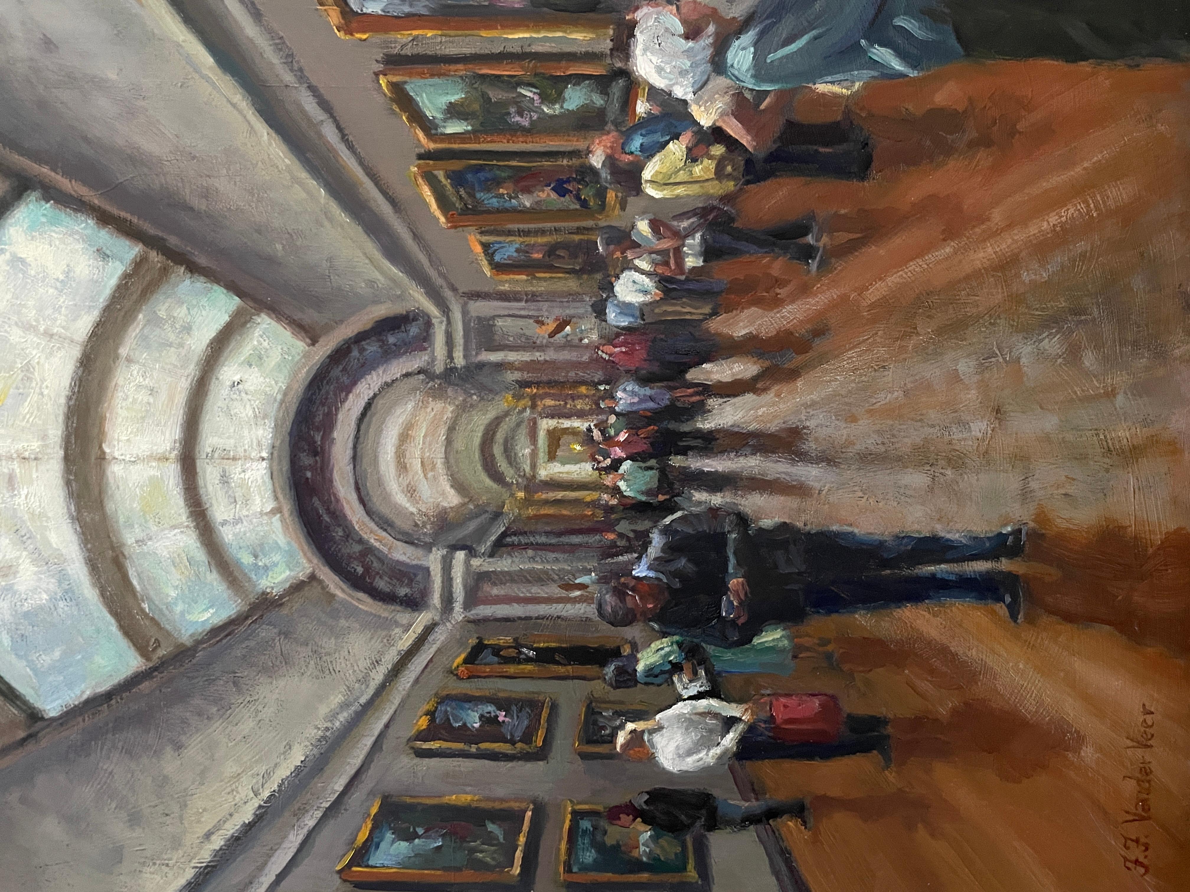 Figurative Painting Faye Vander Veer - Au Louvre, peinture à l'huile