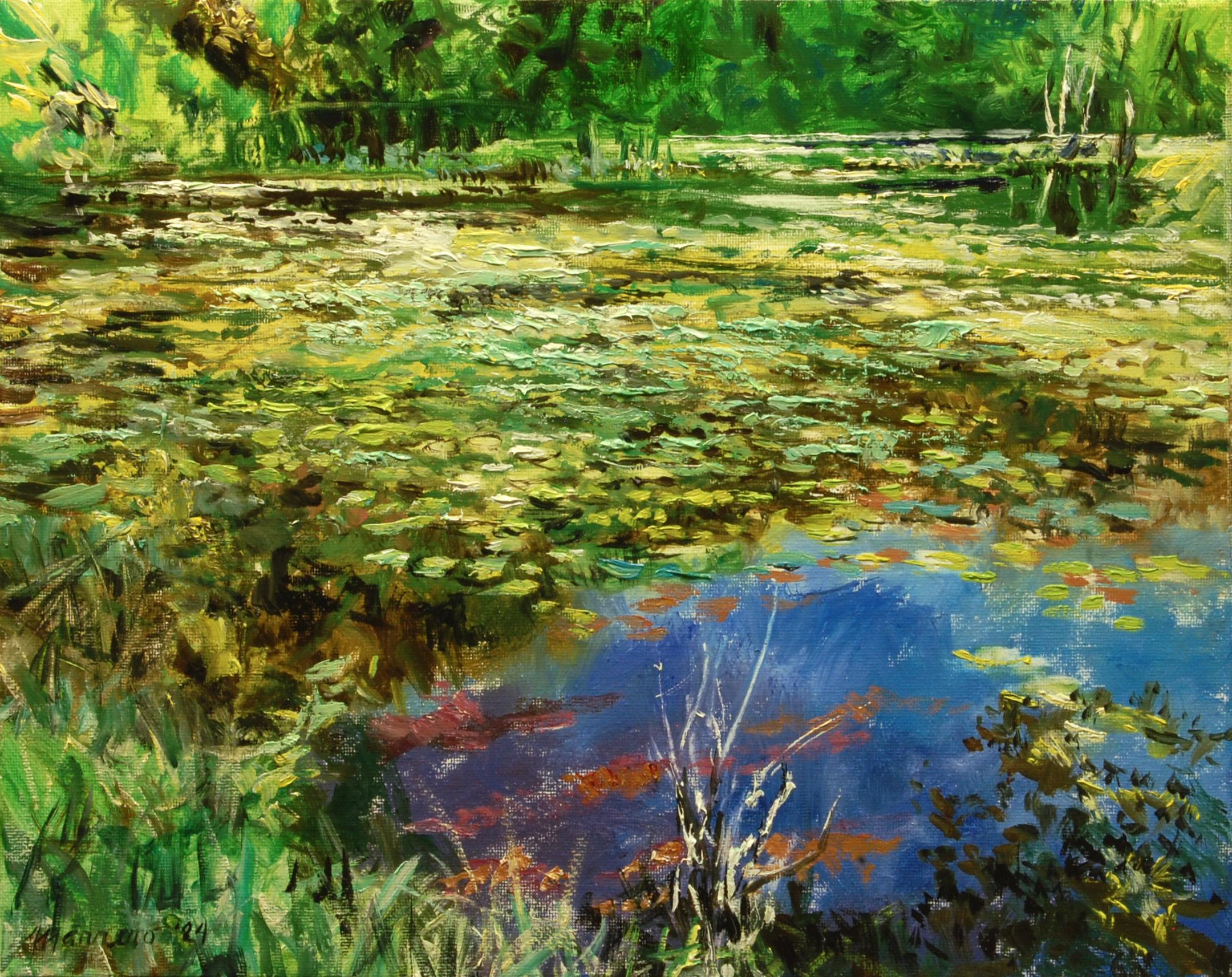 Lago de la Aldea del Ocio, Pintura al Óleo - Art de Onelio Marrero