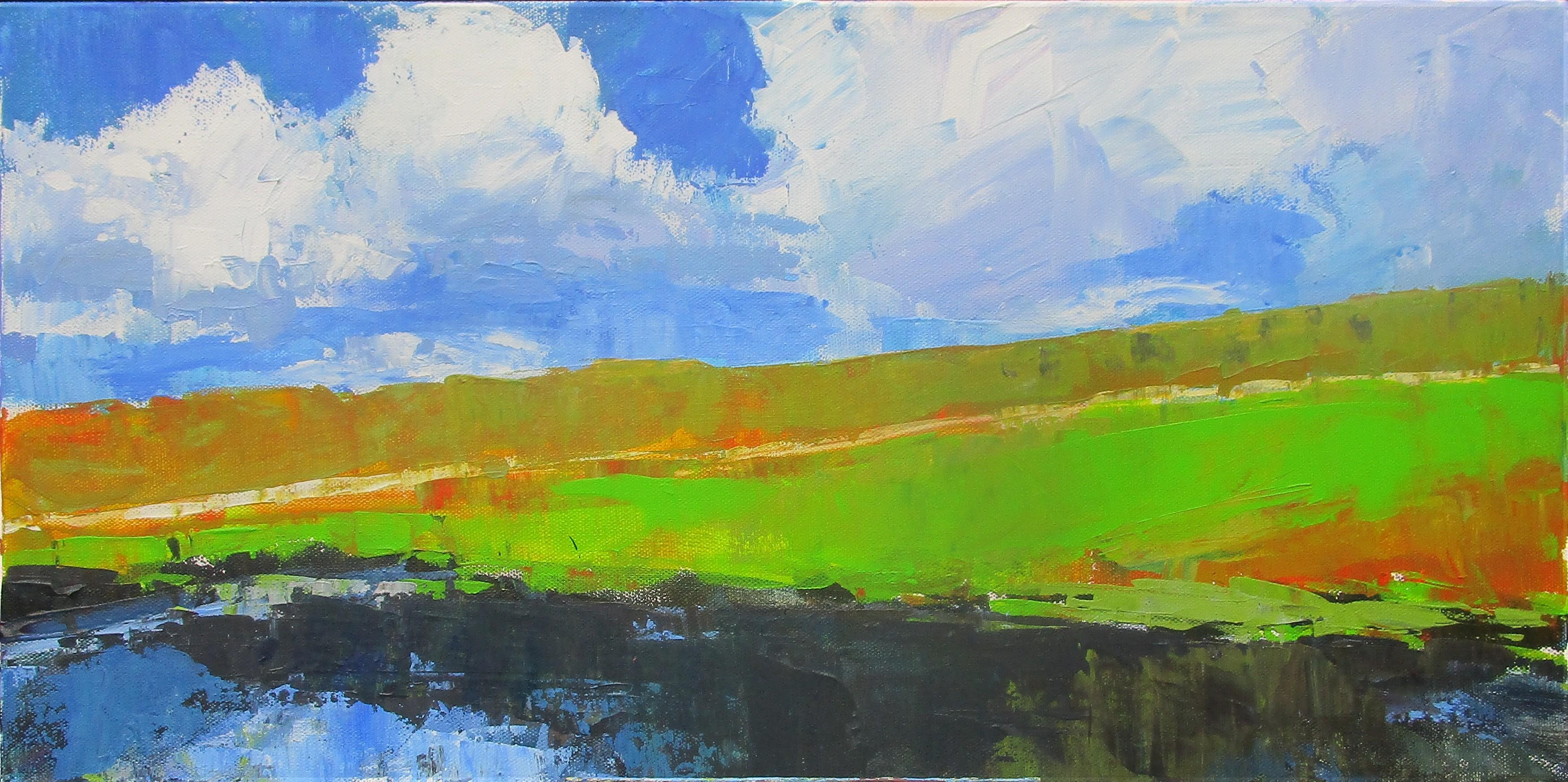 Nuages du Yorkshire, peinture originale - Art de Janet Dyer