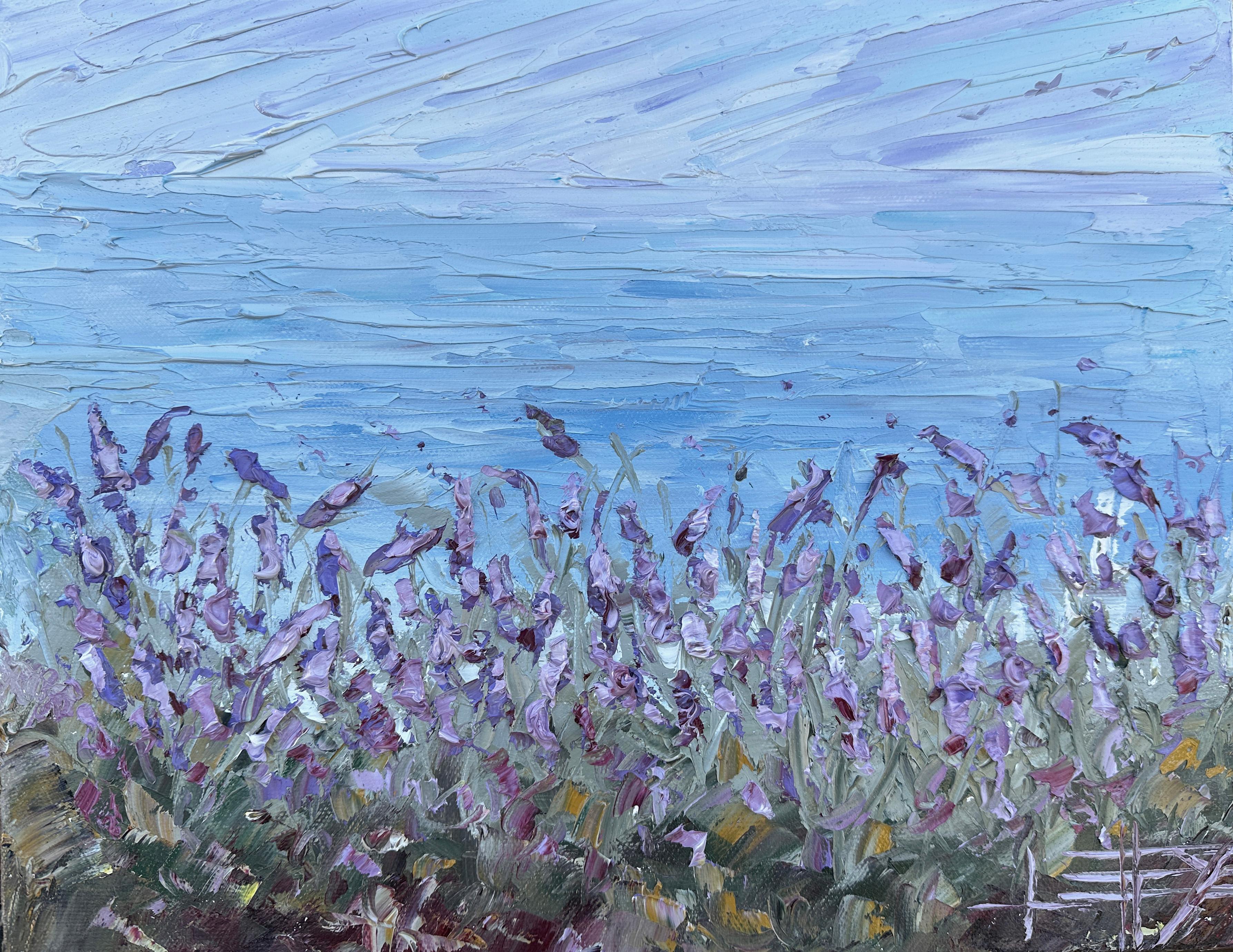 Capitola Shores, peinture à l'huile - Art de Lisa Elley