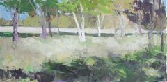 Tree Row by Field, Original Painting