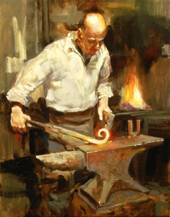 Arricciare il ferro da stiro, pittura ad olio