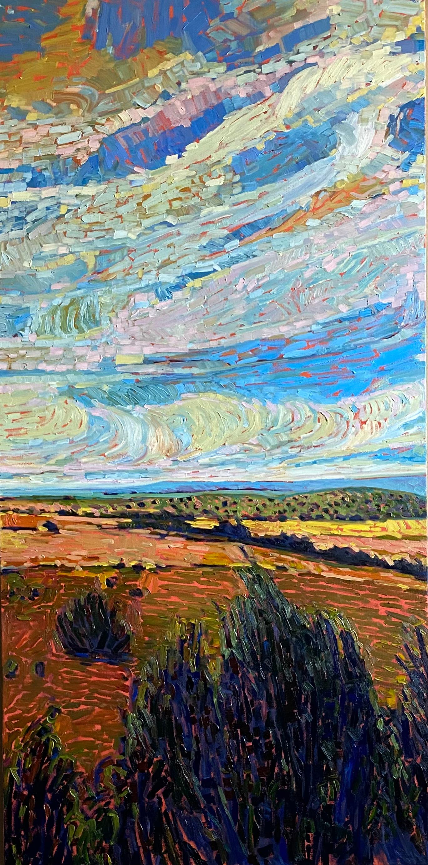 Ciels roulants, peinture à l'huile - Art de Srinivas Kathoju