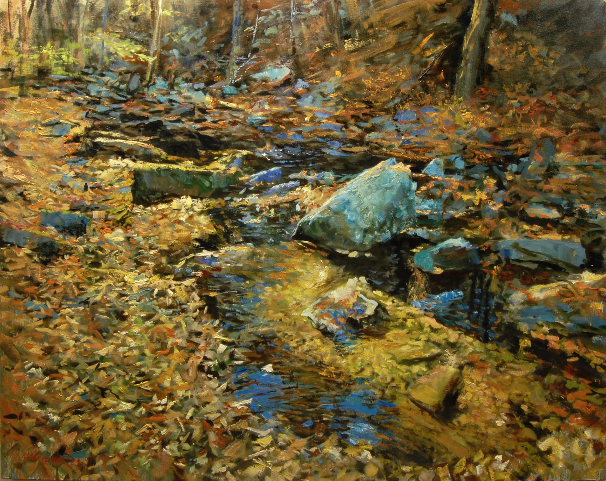 Landscape Painting de Onelio Marrero - Cantos rodados en otoño, Pintura al óleo