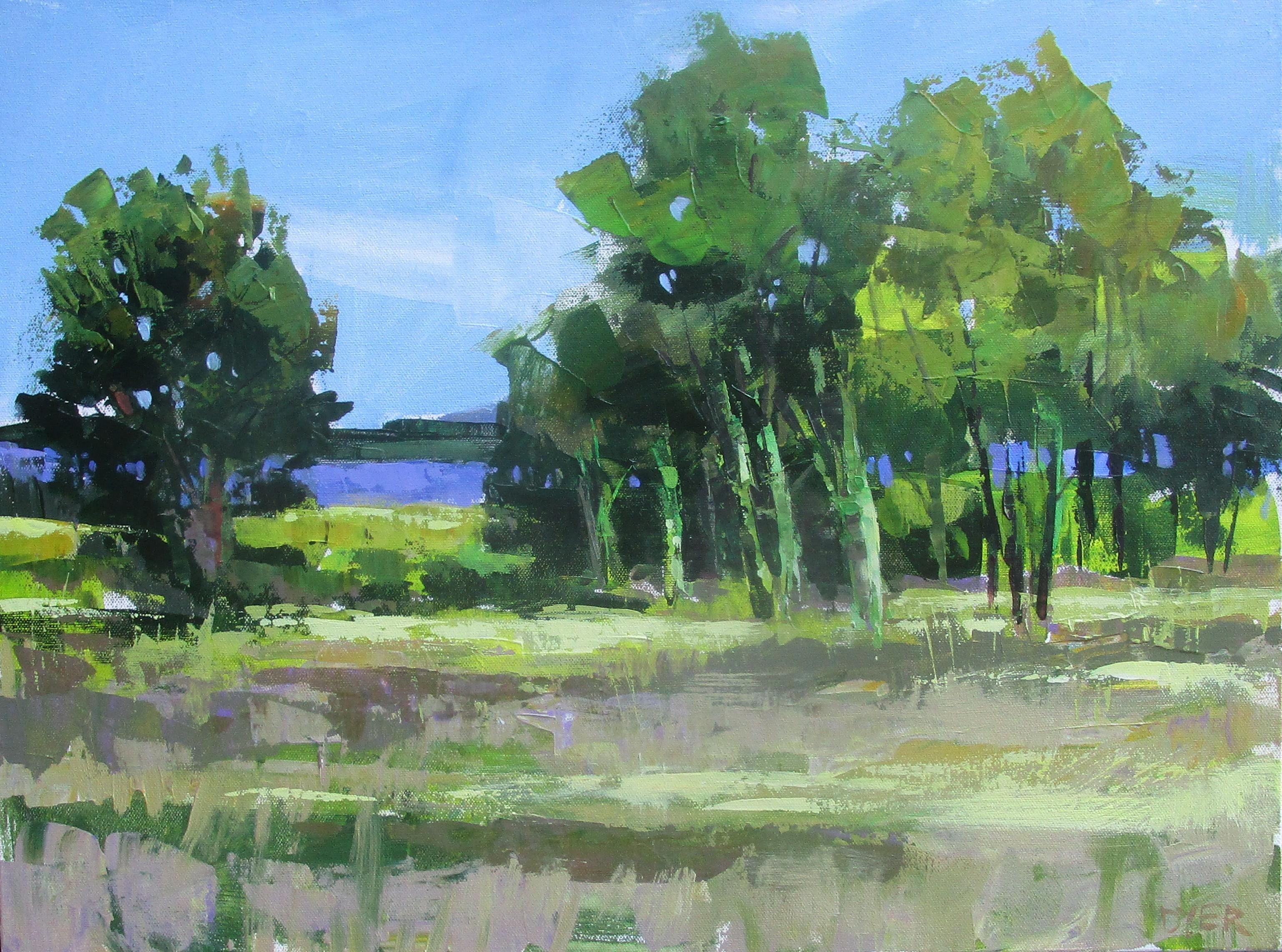 View of Lavender, peinture originale - Art de Janet Dyer