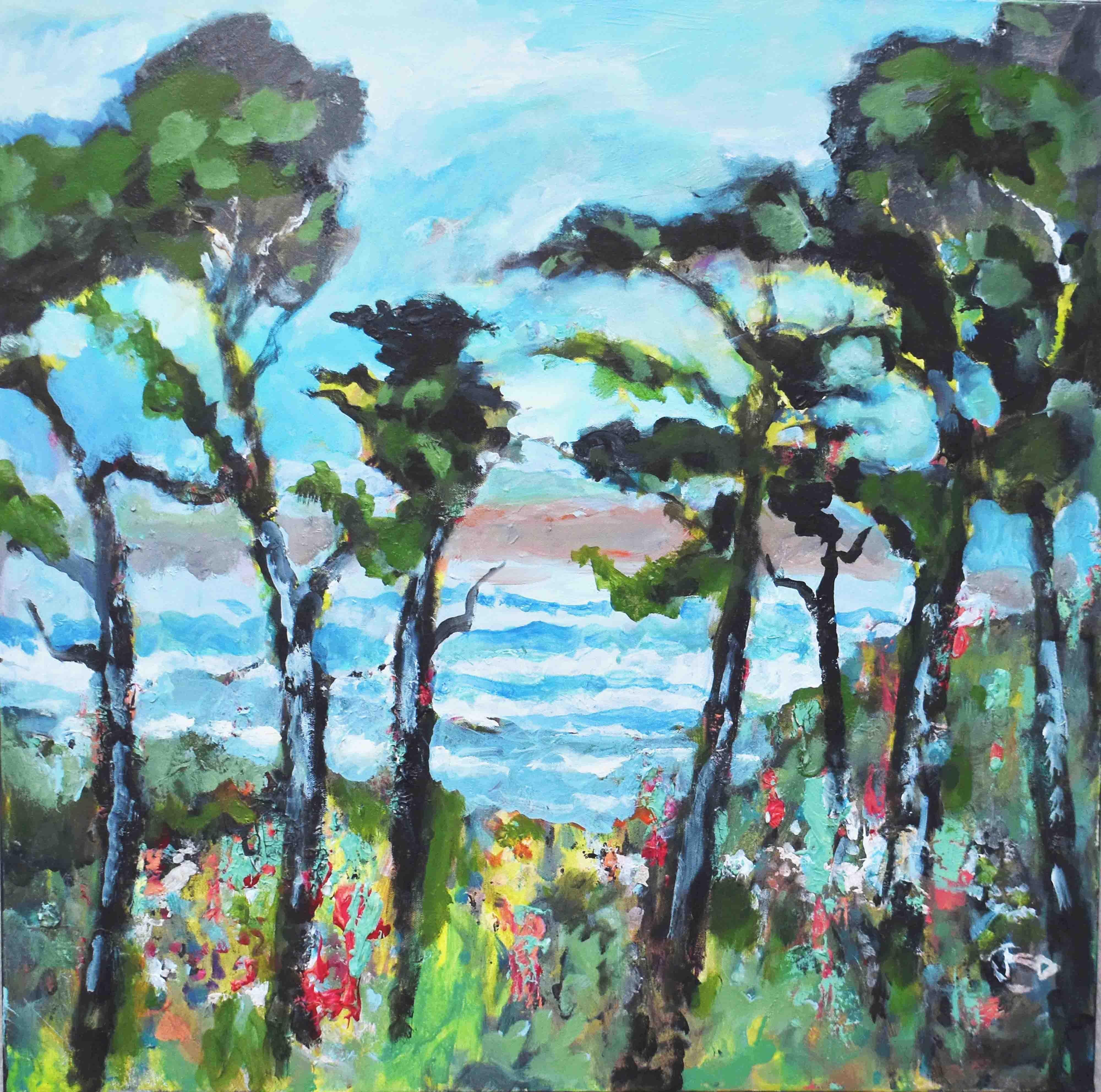 Surf and Pines, Original Painting - Art by Kip Decker