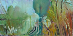 Paysage fluvial, peinture originale