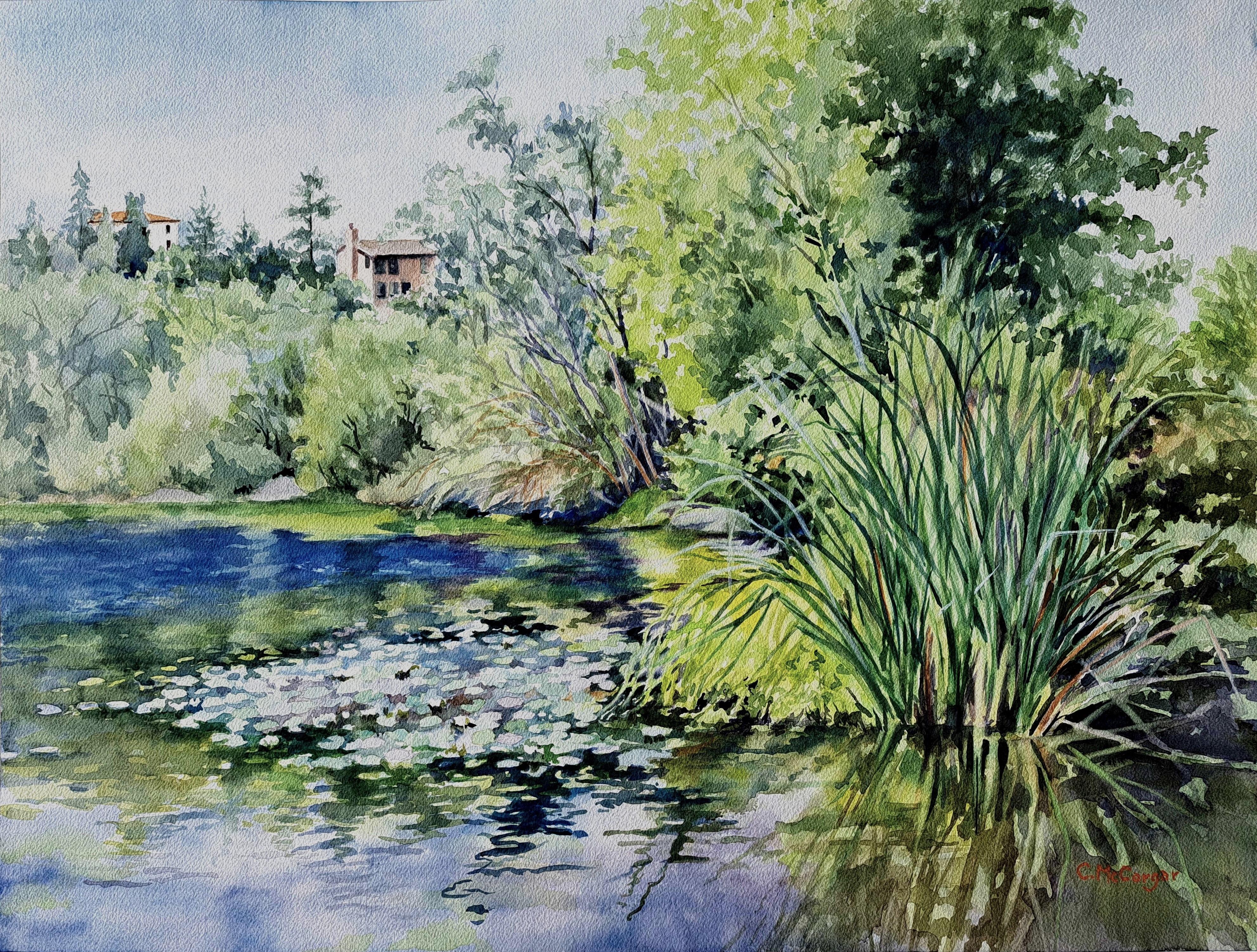 Catherine McCargar Landscape Art – Aquarelle auf See Temescal, Originalgemälde