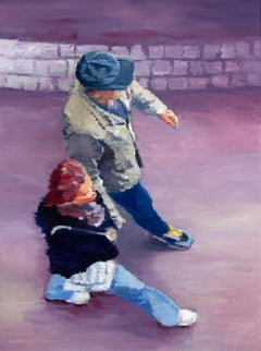 Dos figuras en un ambiente púrpura, Pintura al óleo