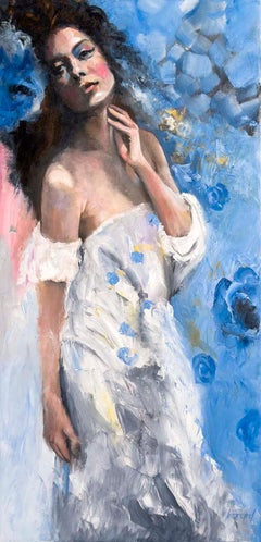 Espejismo azul, Pintura al óleo