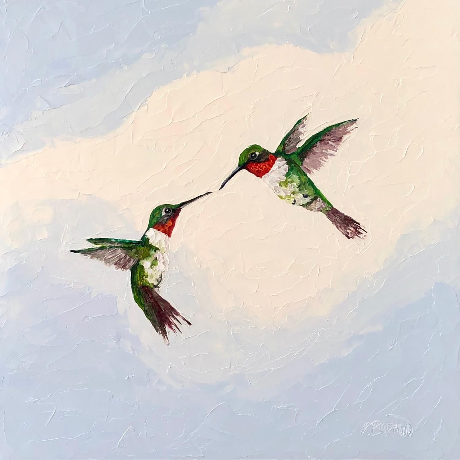 Su una nuvola, Pittura a olio