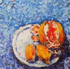 Délicieux orange vif, peinture originale
