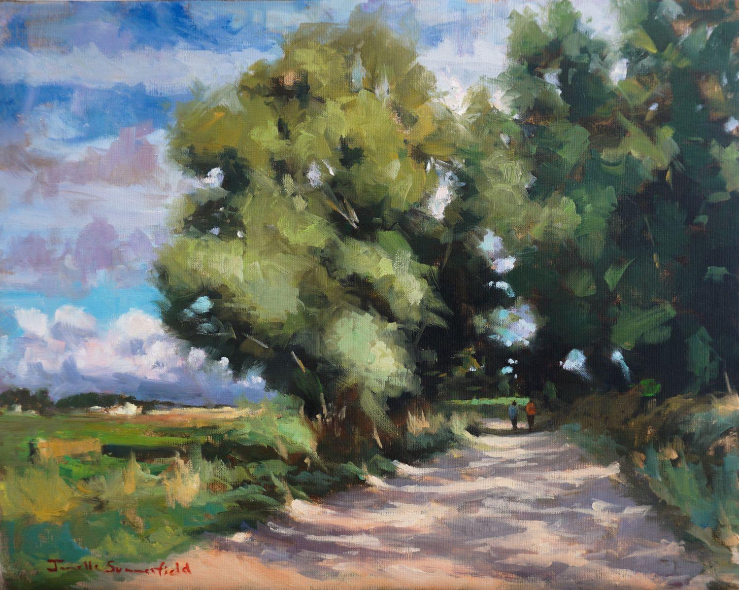 Jonelle Summerfield Landscape Painting – The Way to Fromista, Ölgemälde