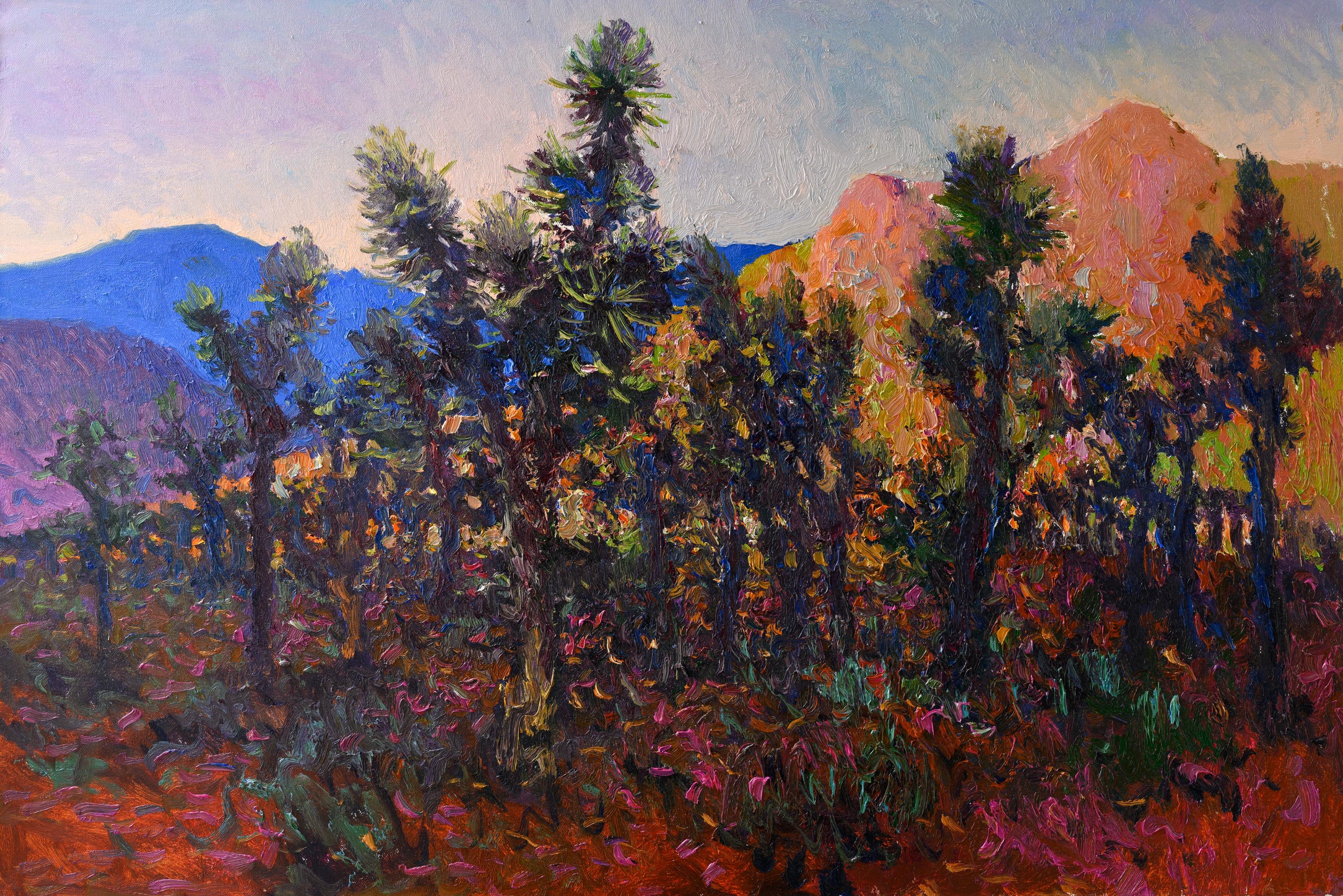 Atardecer en el Parque Nacional Joshua Tree, Pintura al óleo