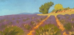 Campo di lavanda in Provenza, pittura a olio
