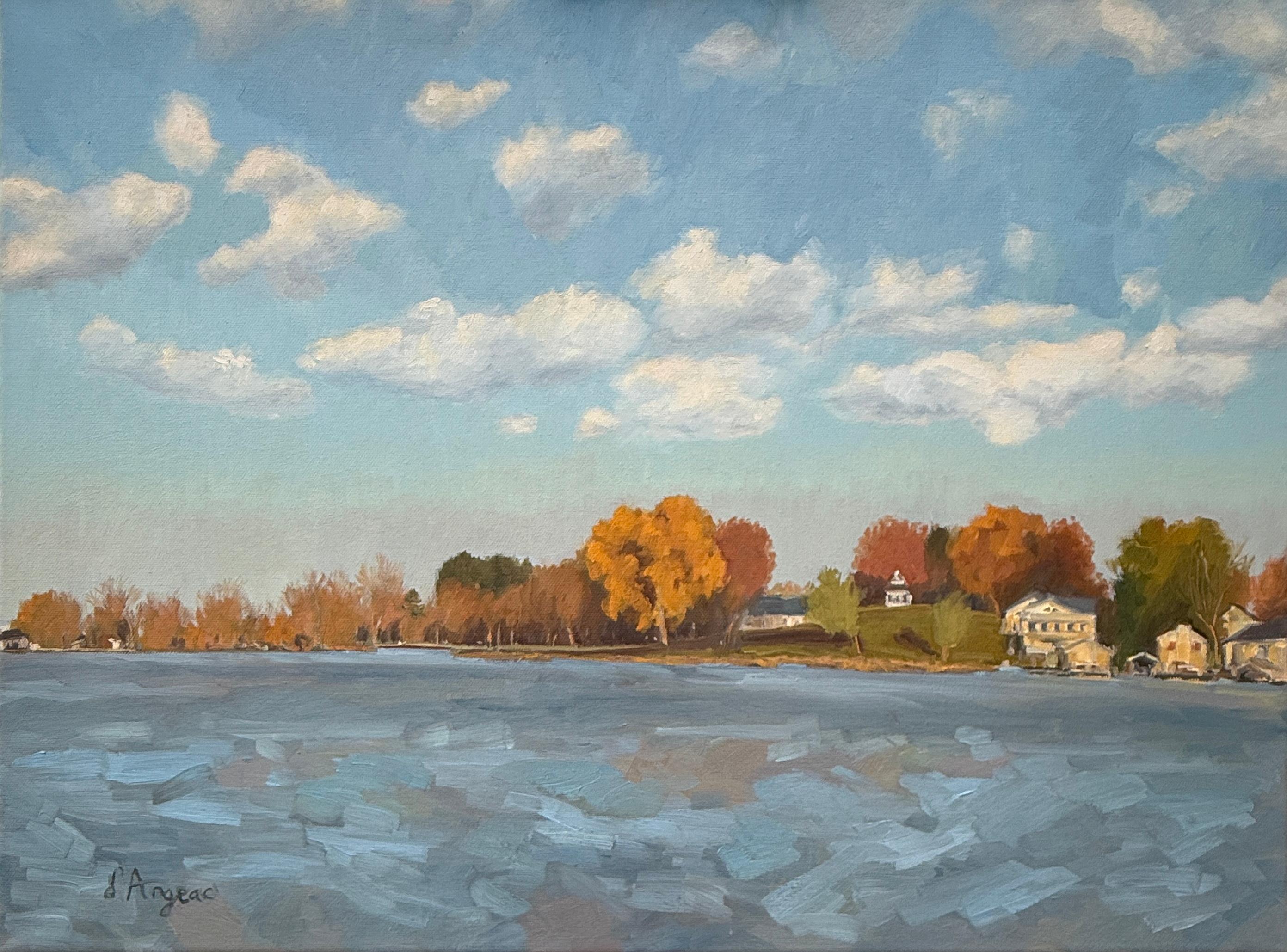 Lago de Wisconsin en un día de otoño, Pintura al óleo - Art de Karen d’Angeac Mihm