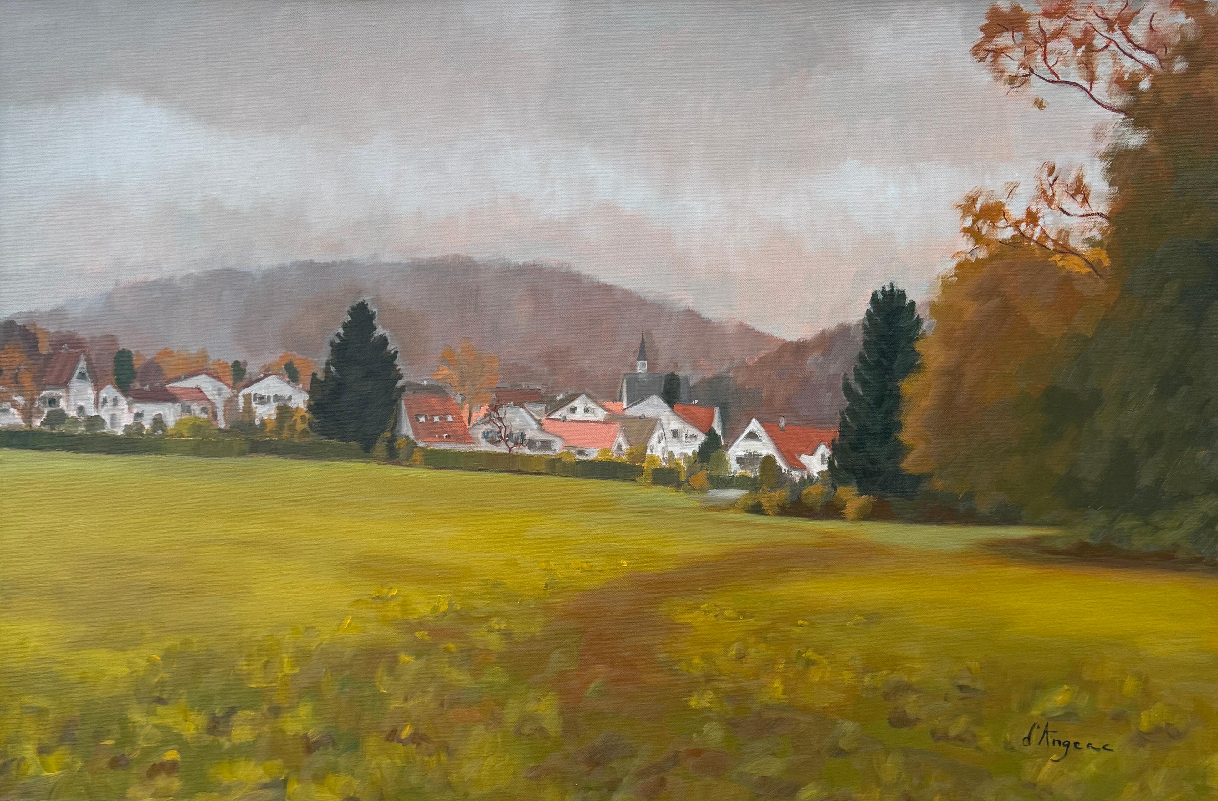 A German Village, Oil Painting - Art by Karen d’Angeac Mihm