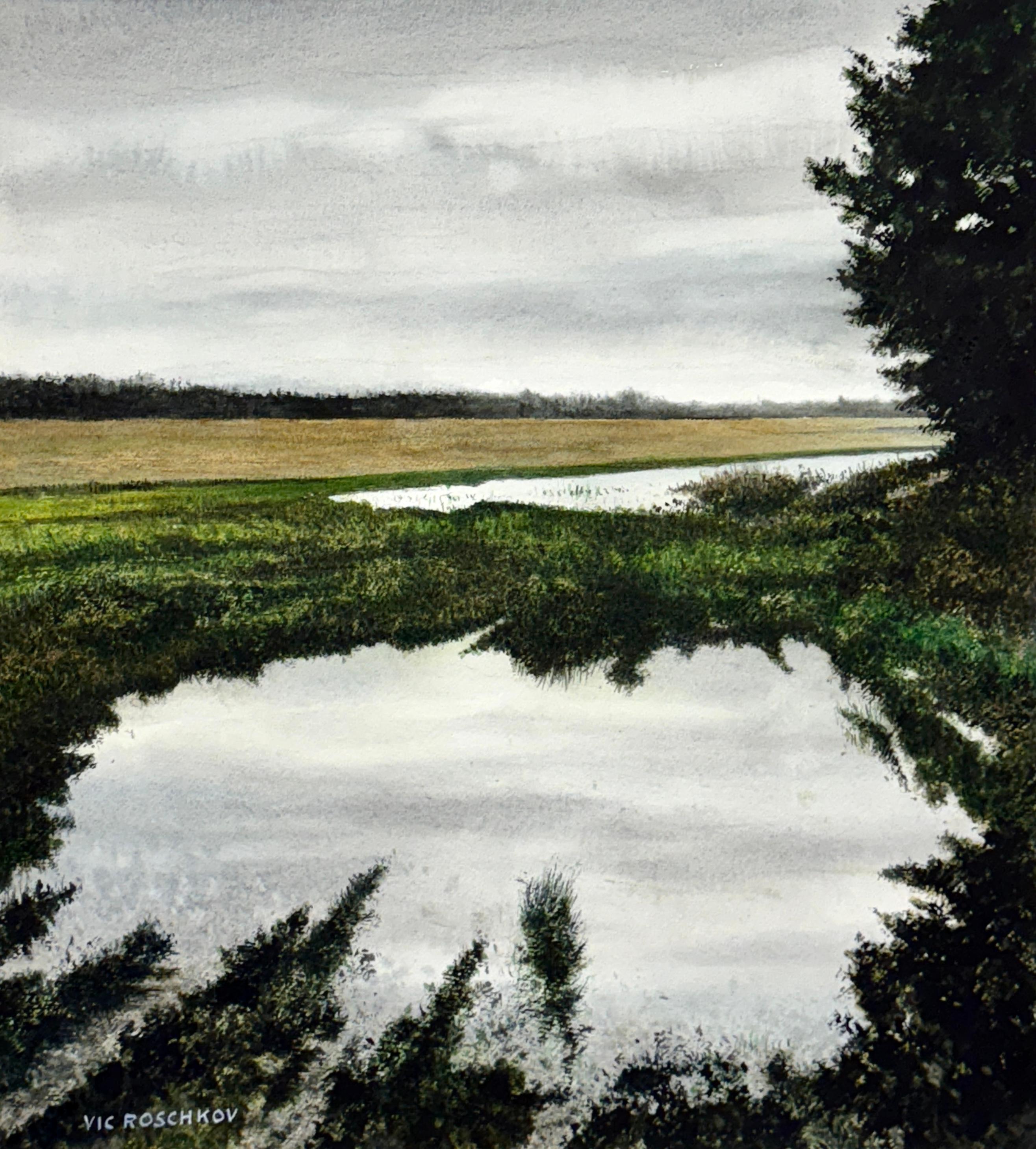 Vic Roschkov Landscape Art – Nach dem Sturm, Originalgemälde
