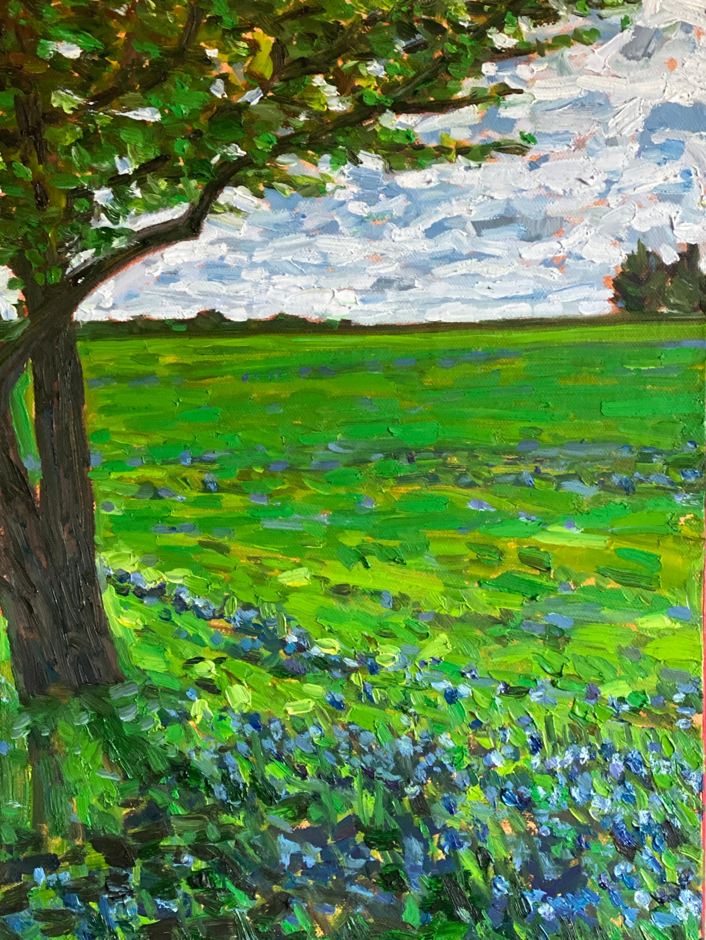 The Bluebonnets, peinture à l'huile - Art de Srinivas Kathoju
