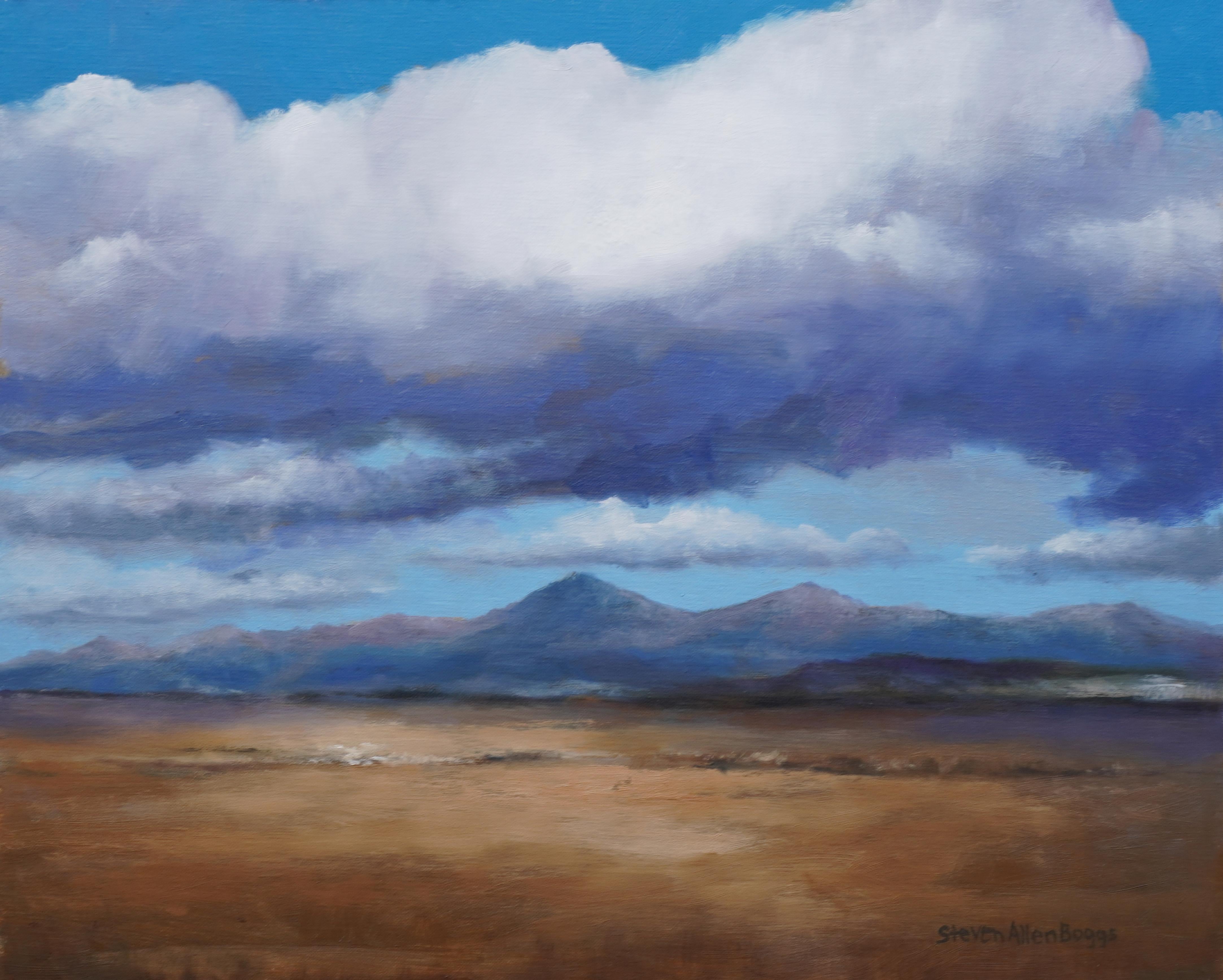 Landscape Painting Steve Boggs - Nuages du Wyoming, peinture à l'huile