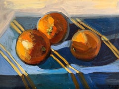 Piano di lavoro in mandarino, pittura a olio