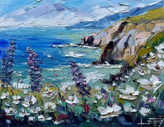 Azurblau und Blüten, Ölgemälde