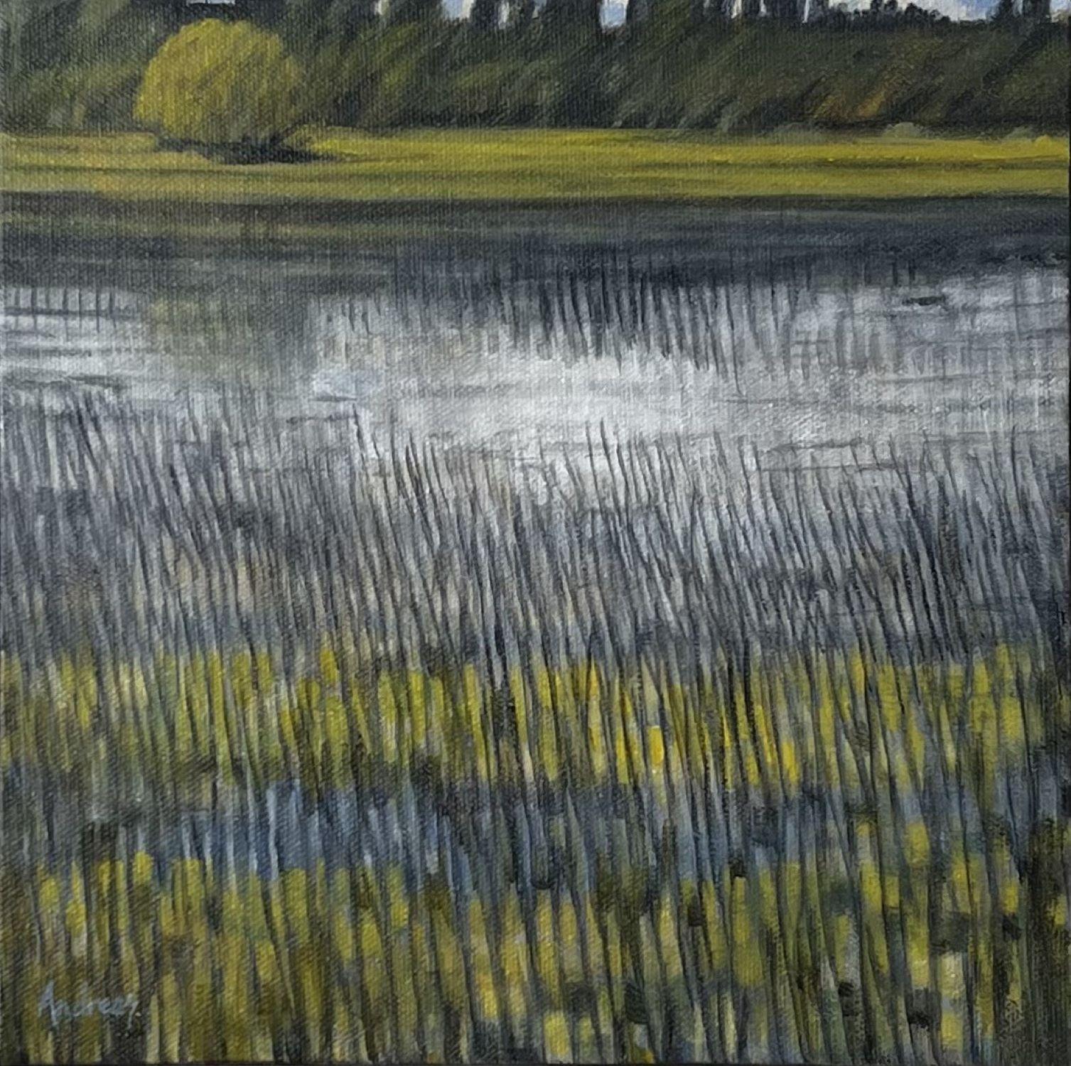 Étang paisible, peinture originale - Art de Theresa Andreas-O'Leary