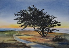 Atardecer costero de verano, Pintura original