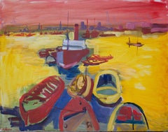 Harbor fauviste, peinture originale