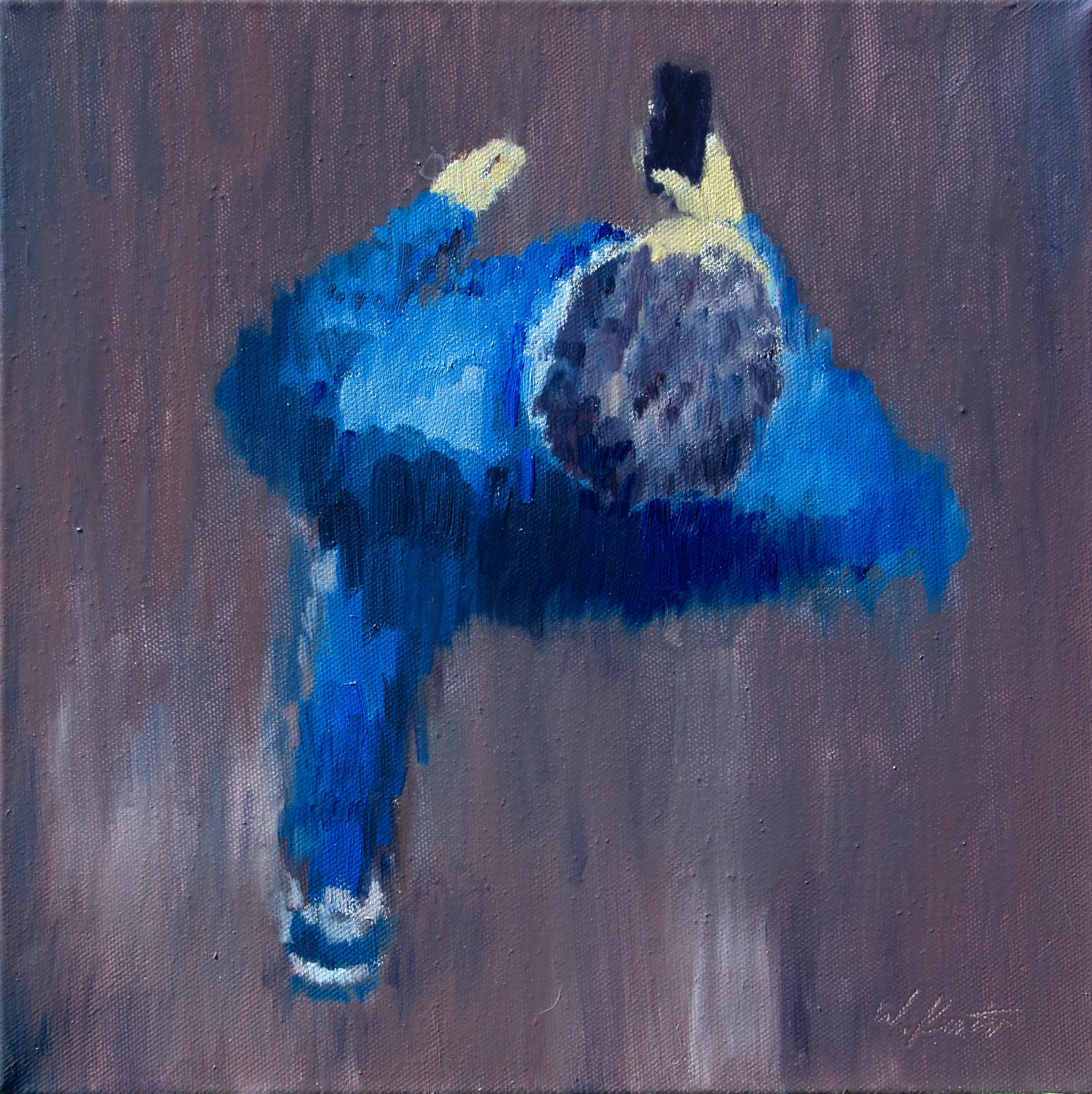 Figurative Painting Warren Keating - Impressionniste Overhead in Blue, peinture à l'huilevvvv