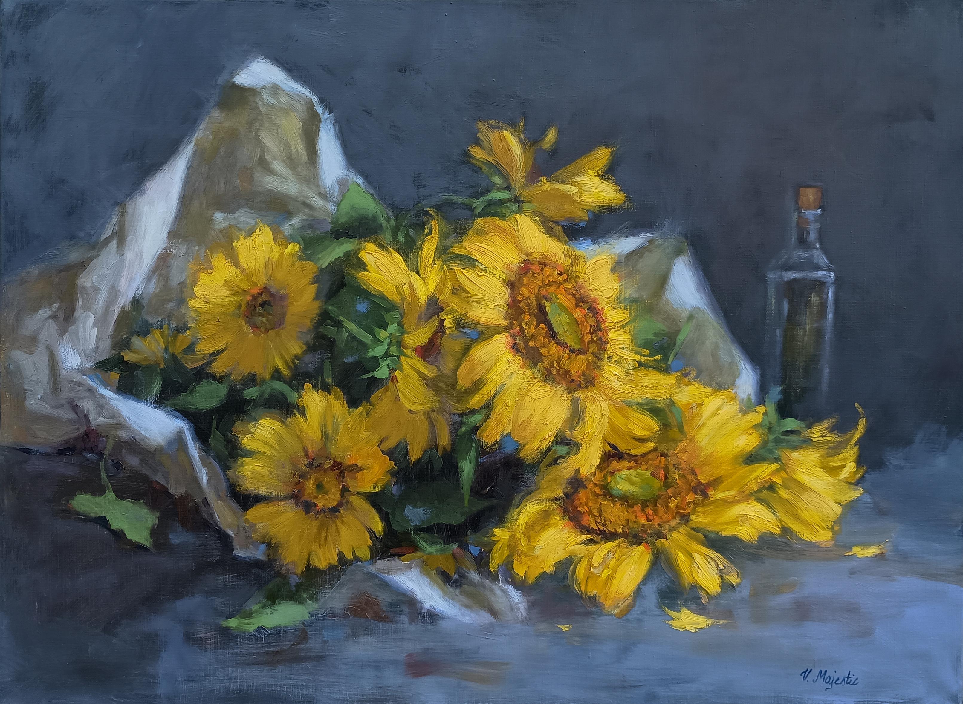 Still-Life Painting Viktoria Majestic - Un bouquet de soleil, peinture à l'huile