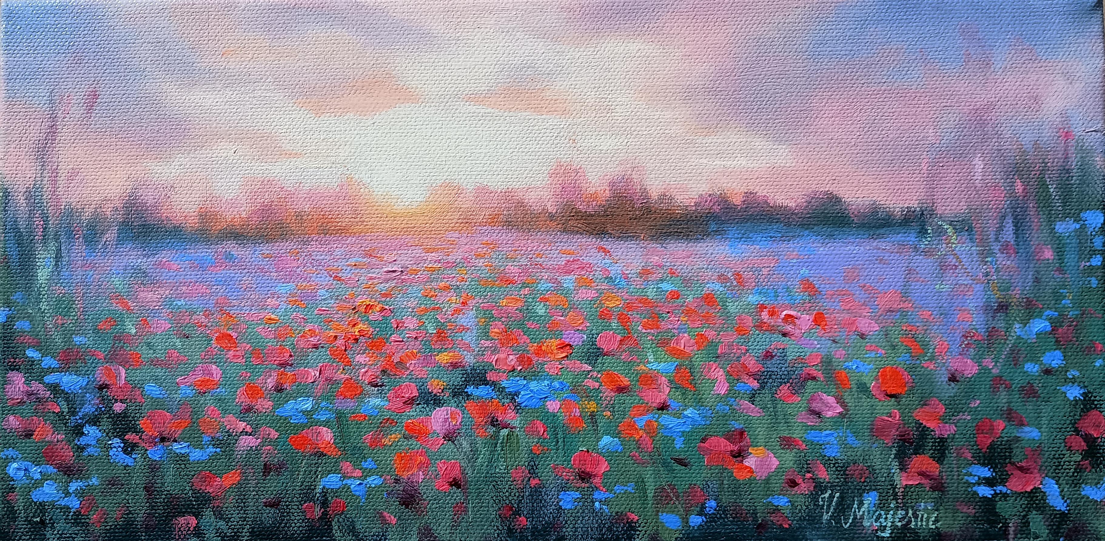 Joyful Meadow Sunrise, Oil Painting - Art by Viktoria Majestic