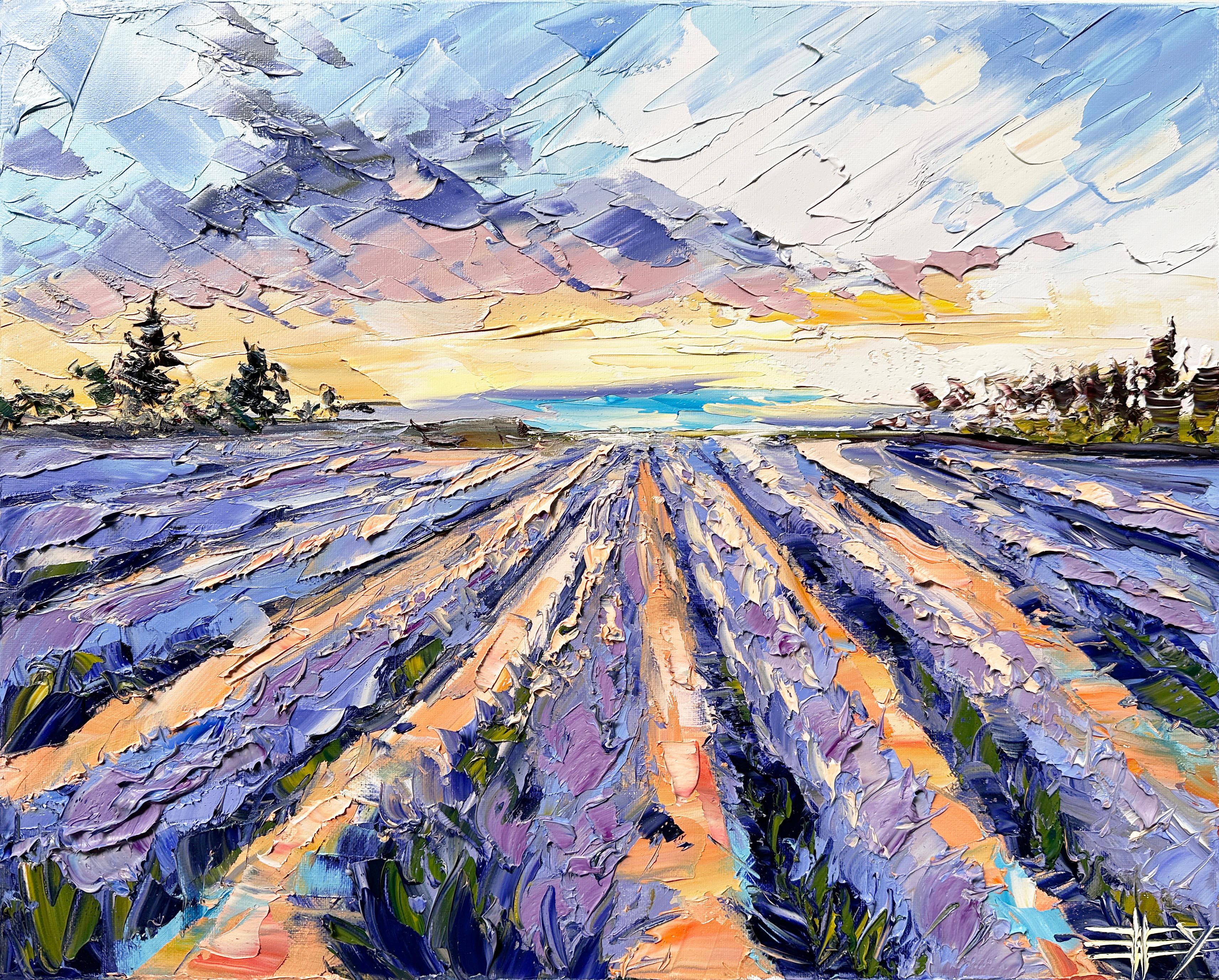 Landscape Painting Lisa Elley - Whispers of Lavender Skies, peinture à l'huile