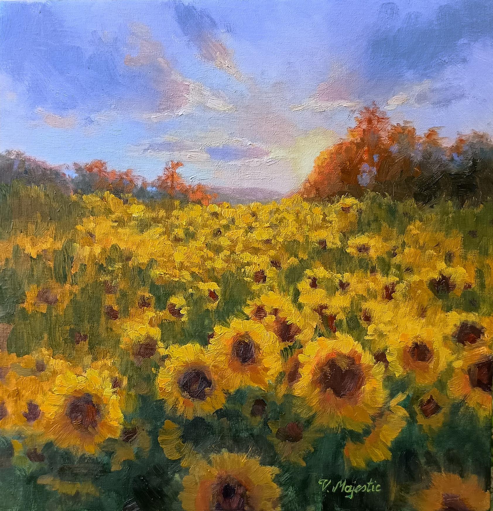 Sunflower Sunset, Oil Painting - Art by Viktoria Majestic