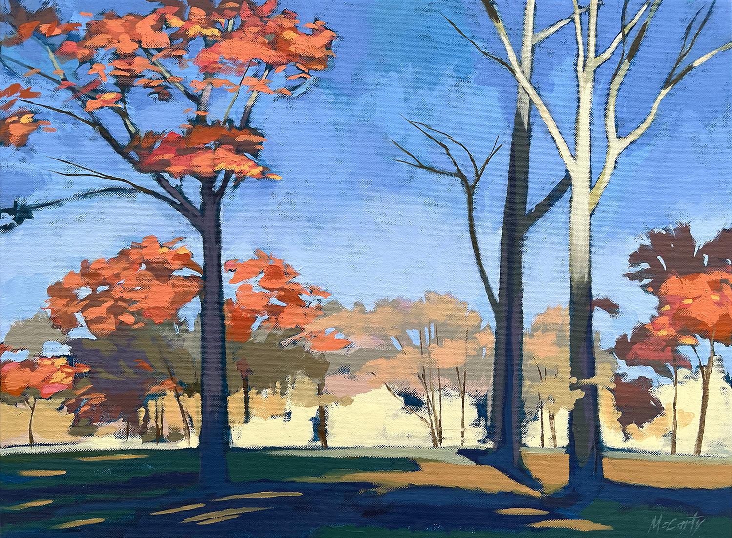 Landscape Painting Brian McCarty - Dans le parc, peinture à l'huile
