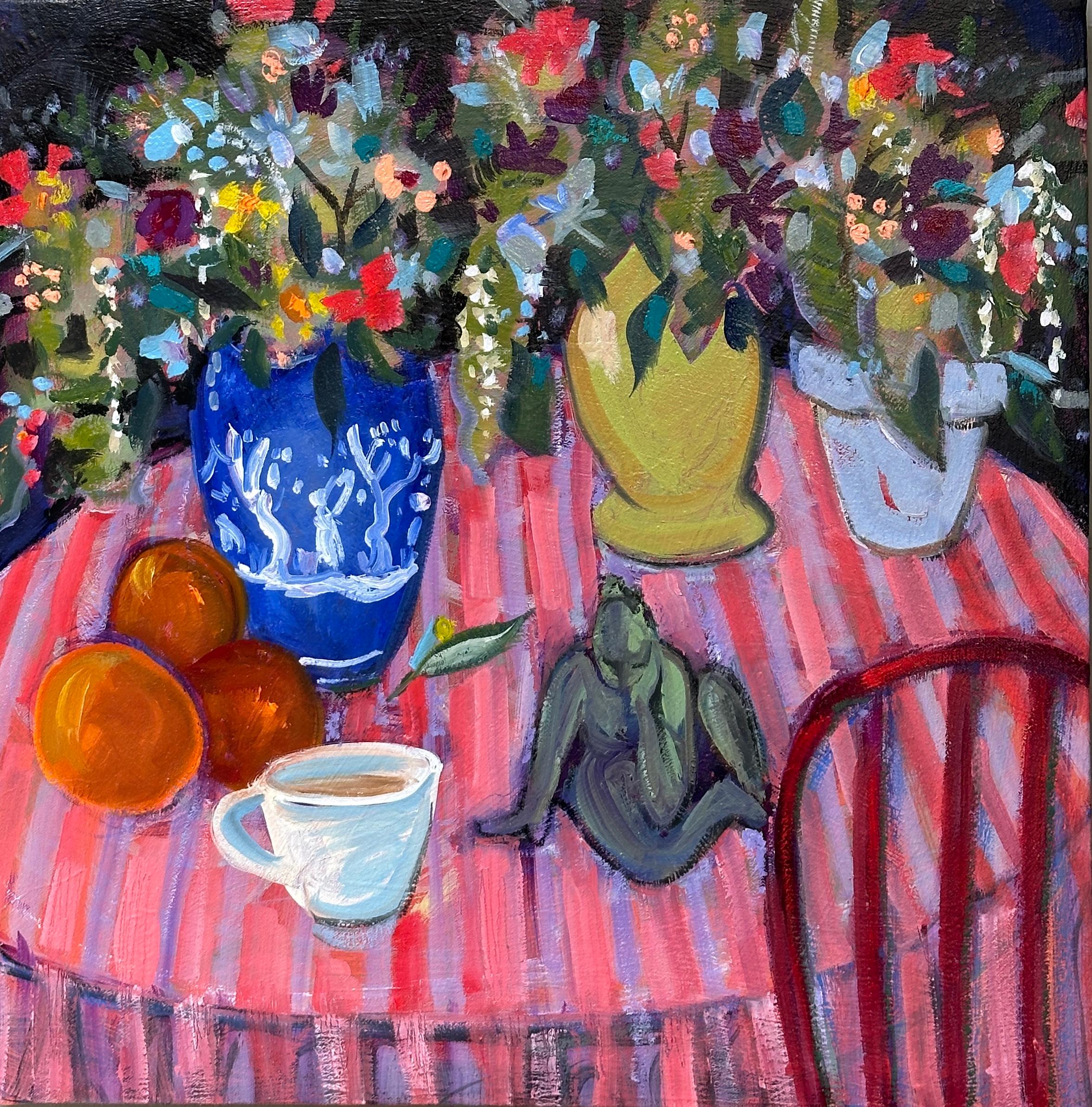 Natura morta con fiori selvatici, pittura a olio
