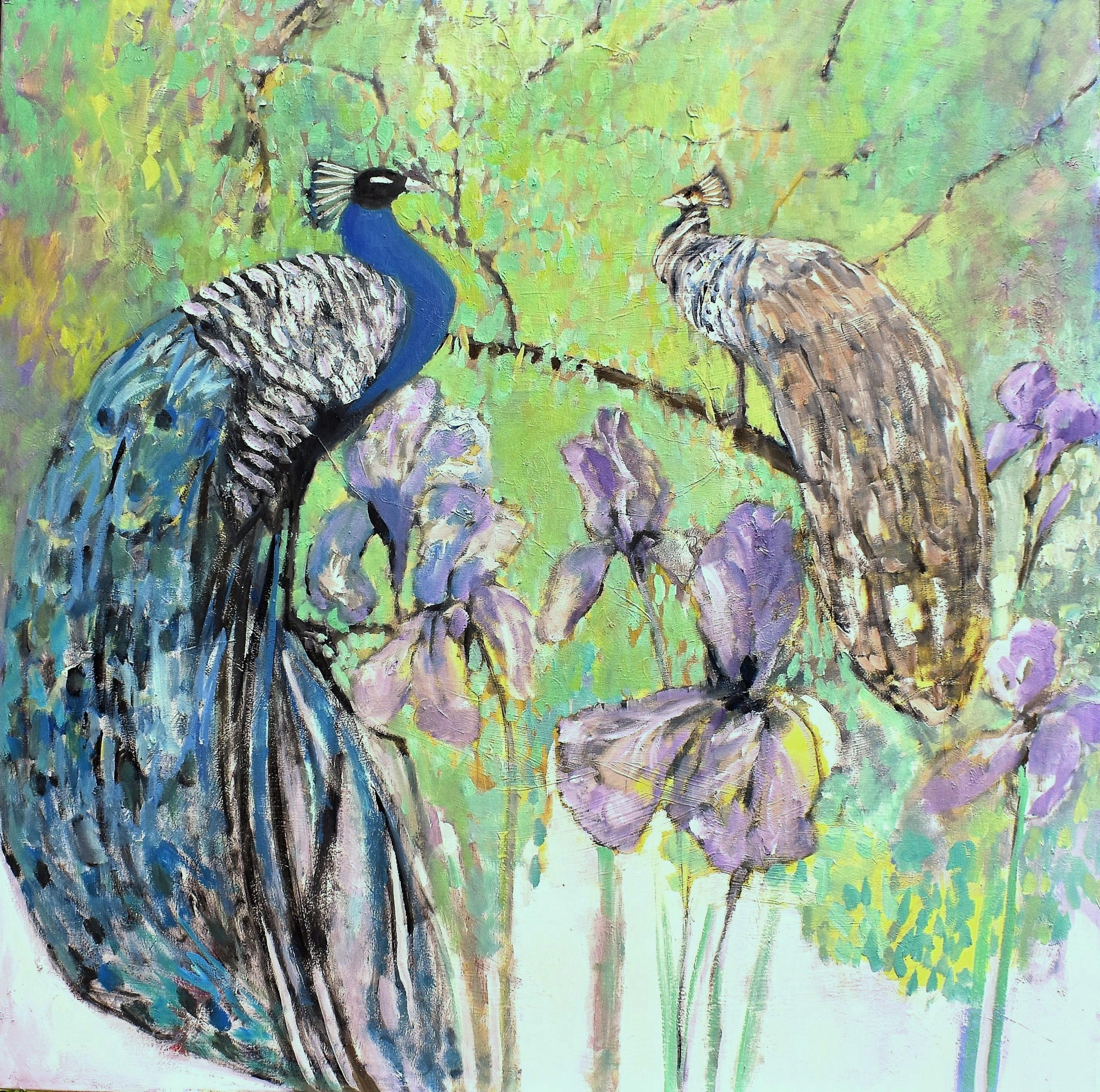 Les compagnons du paon, peinture à l'huile