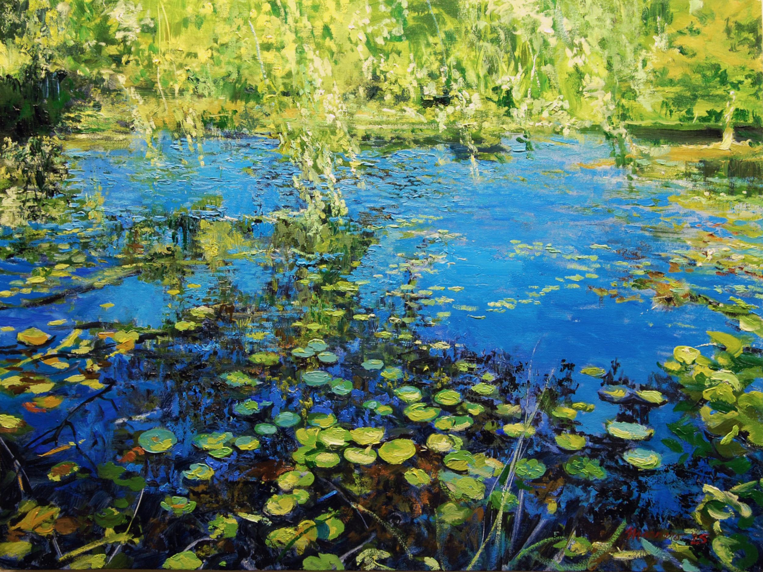 Landscape Painting Onelio Marrero - Lac Waddill, peinture à l'huile