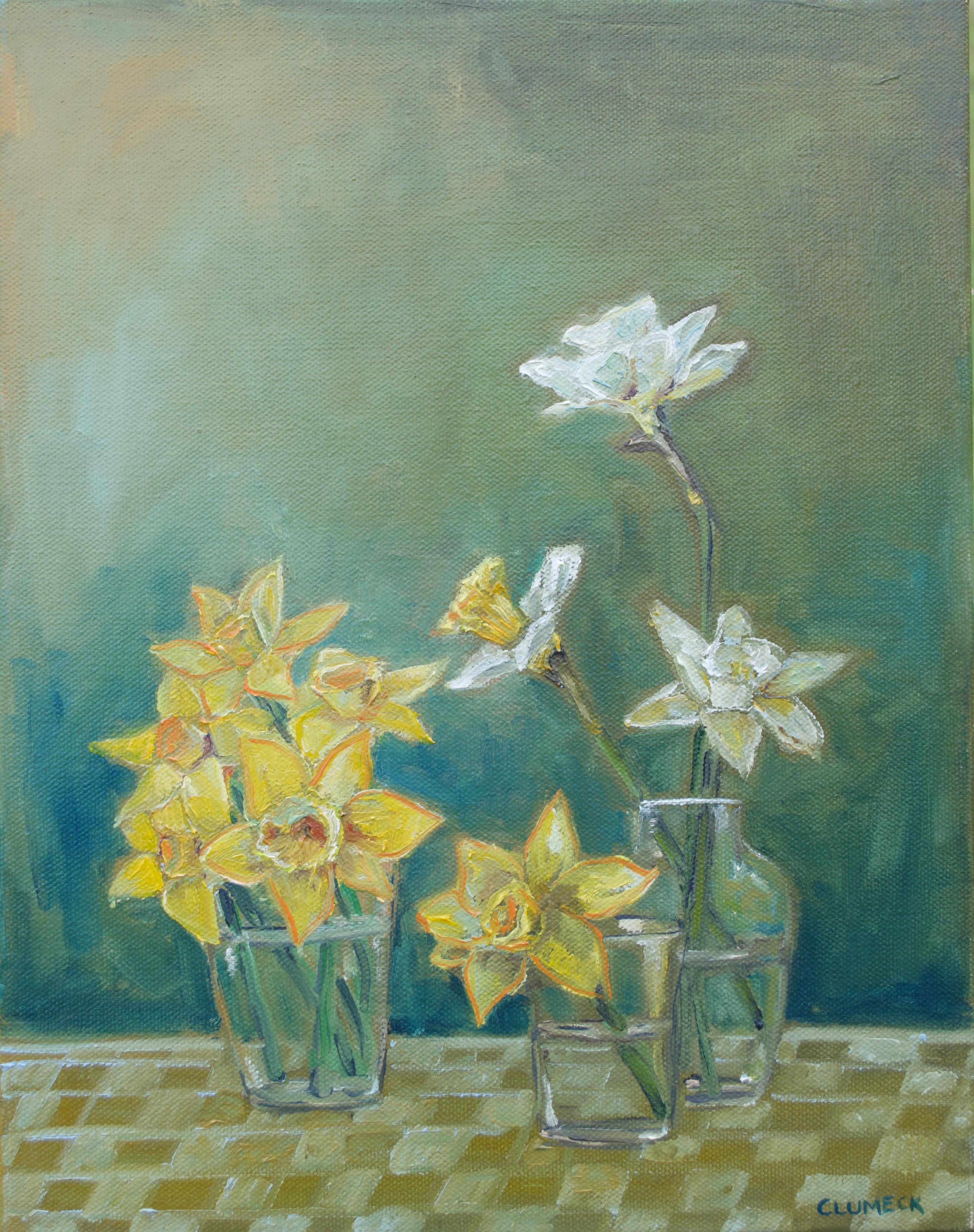 Alana Clumeck Still-Life Painting - Daffodil Study, Oil Painting
