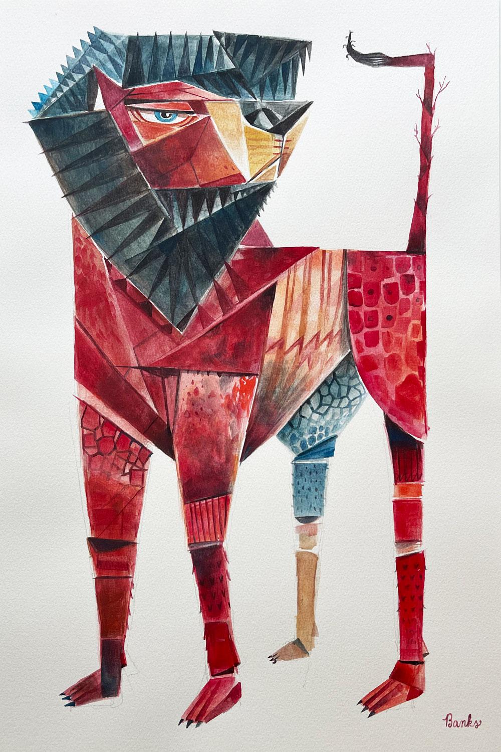 Animal Art Timothy Banks - Lion Guard, peinture originale