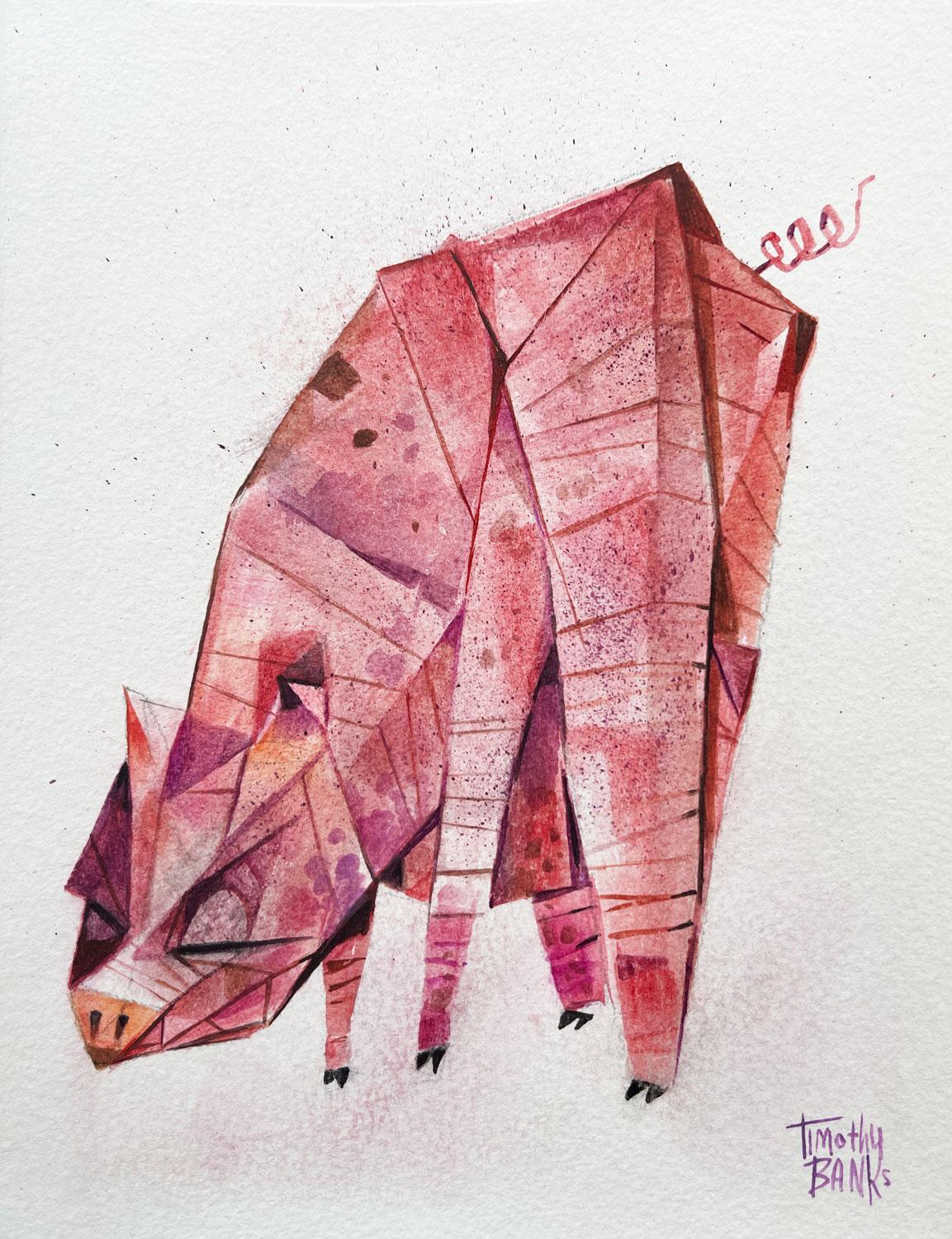 Animal Art Timothy Banks - Cochon, peinture originale